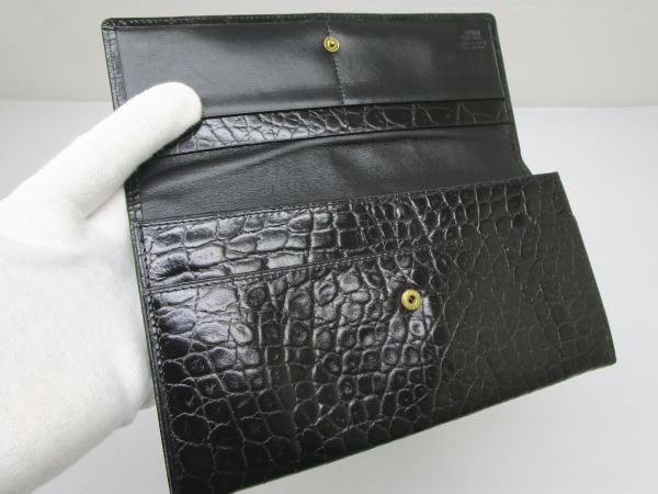 2166 ジャンニヴェルサーチ 2つ折り長財布 メデューサ クロコ型押し