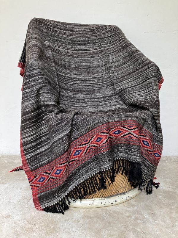 手織りマナリブランケット☆yak wool 100% ショール 民族 ヤクウール