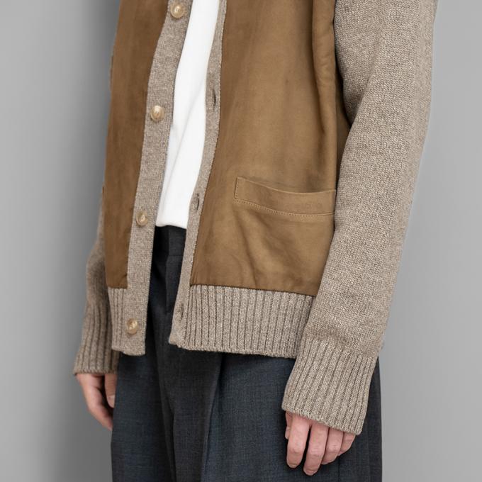 A.PRESSE / Cashmere Suede Combination Cardigan (Beige) | twelve