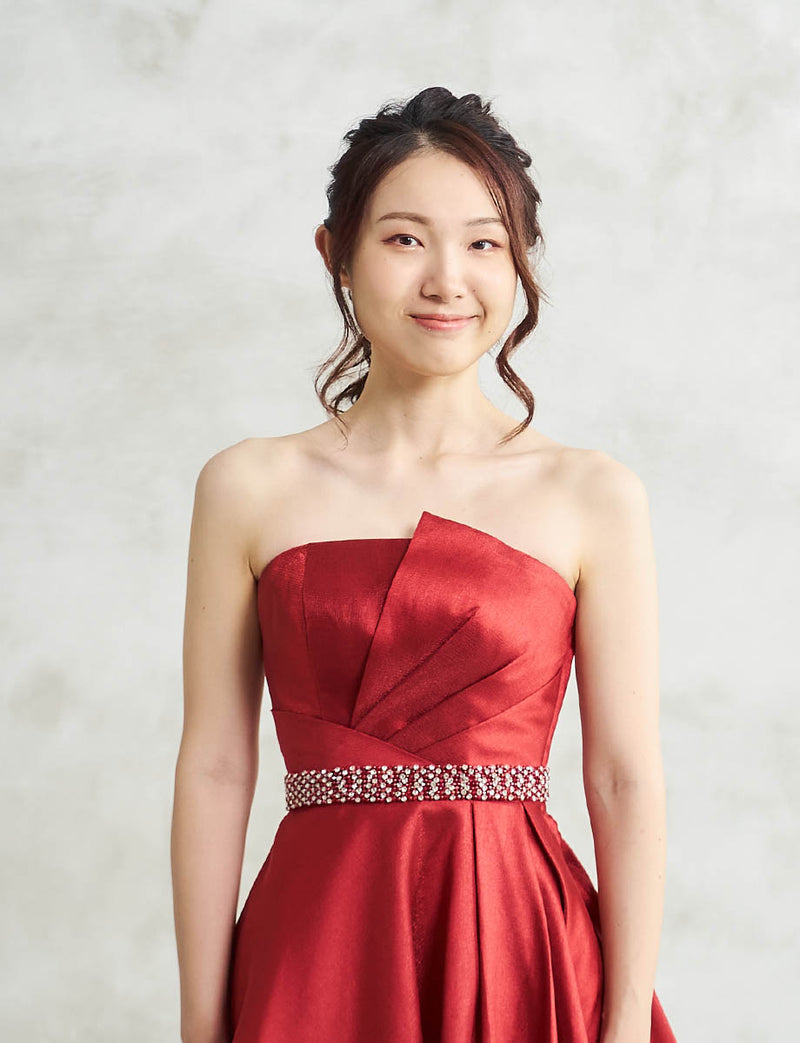 ハンド刺繍 3cm幅サテンサッシュベルト 赤 ・BT240007-WRD | ツイード