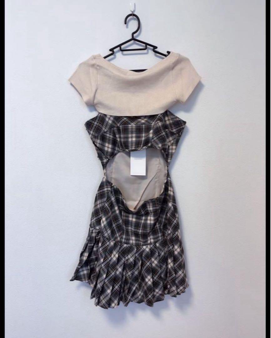 andmary karen check mini dress andmary Karen check mini dress beige M