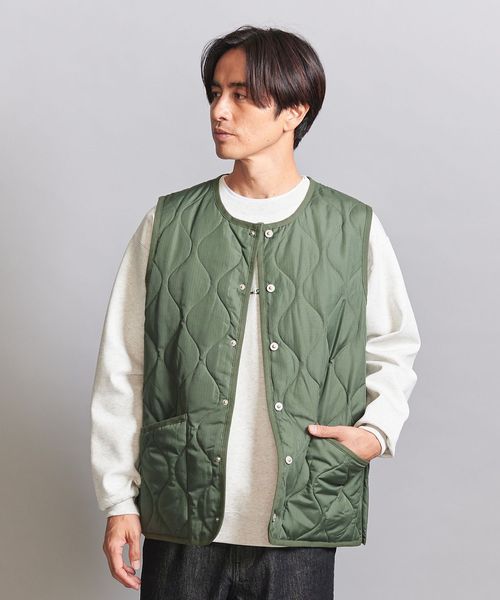 TAION＞ ミリタリー クルーネック ダウンベスト
