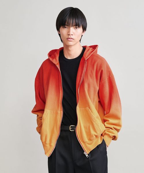 H＞クルーザースウェット ガーメントダイ ジップパーカー