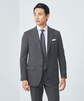 GLR CLOTH サキソニー ストライプ 3B HXD スーツジャケット ―防シワ―