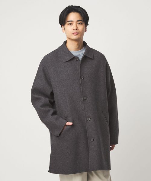 ウールナイロン リバー ステンカラーコート