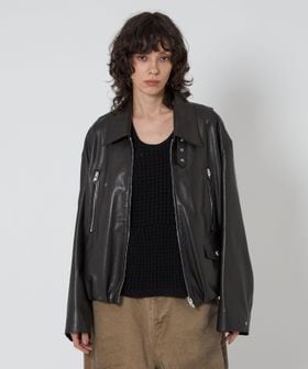 ASTRAET＞スソゴム ラムレザー ジップブルゾン UNISEX