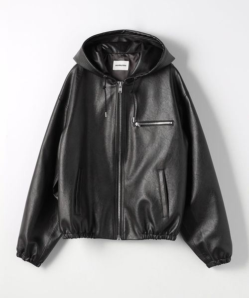 レザーライク ジップ ジャケット