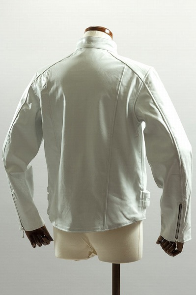 UKシングルライダースジャケット ホワイト【ライダースジャケット、革