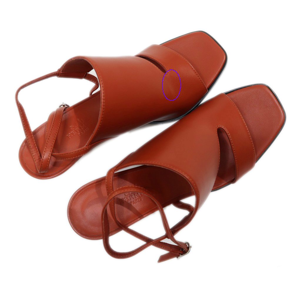 名東】【HERMES】エルメス アンコニュ85 サンダル サイズ 38 ブラウン