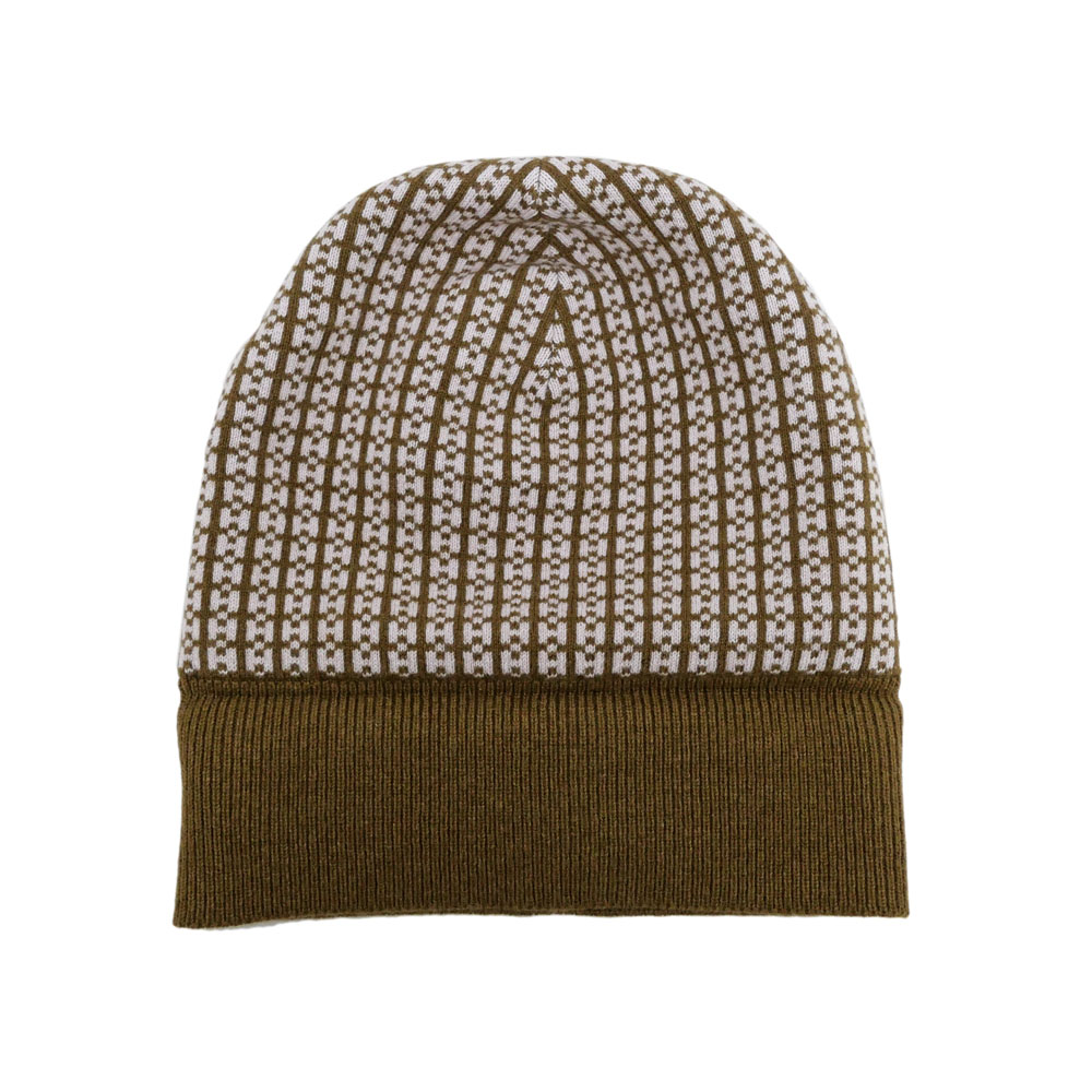 名東】【HERMES】エルメス ニット帽 ビーニー ブラウン ピンク Mサイズ