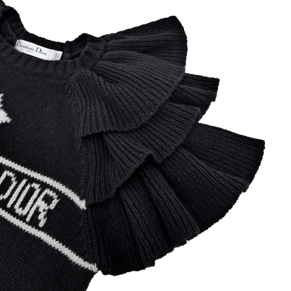 名東】【CHRISTIAN DIOR】ディオール 半袖ニット フリル 36サイズ