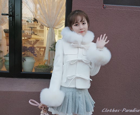 ダッフルリボンショートコート・リアルフォックスファー・Withsun同型