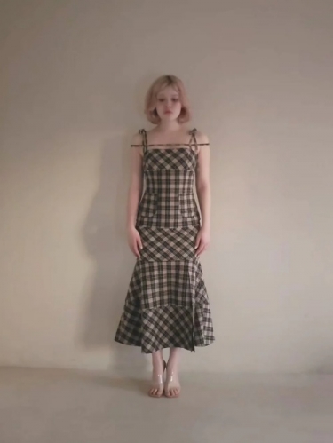 アンドマリー ANDMARY Cecily check long dress タグ付き