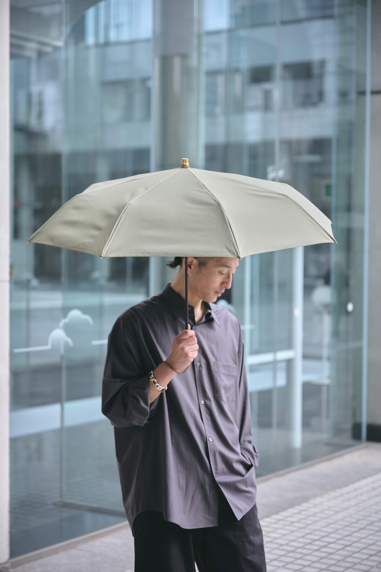 完全遮光100% 3段EASY 折りたたみ日傘/ニュートラル(55cm)