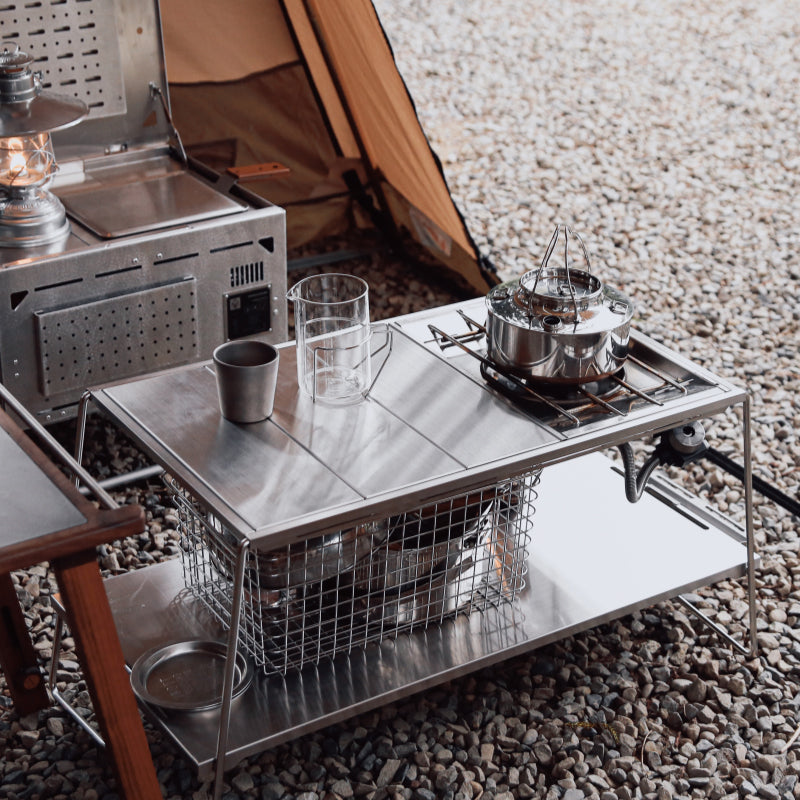 CAMP GEEKS • Ms-System 2.5單位不鏽鋼雙層桌｜一單位蓋板｜相關選配件