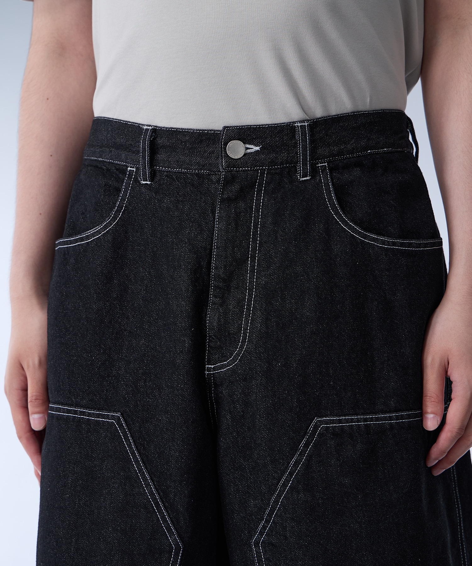 13oz ハイツイスト デニム バギーショーツ(1 BLACK): : メンズ｜UNITED