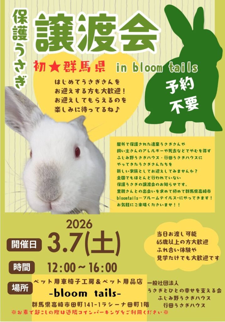 3月の譲渡会予定】 – ふじみ野うさぎハウス＆行田うさぎハウス