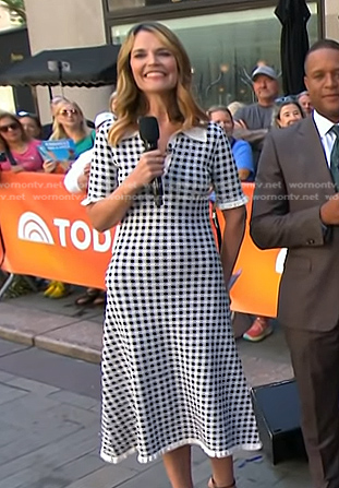 WornOnTV: Savannah's black and white gingham check midi dress on