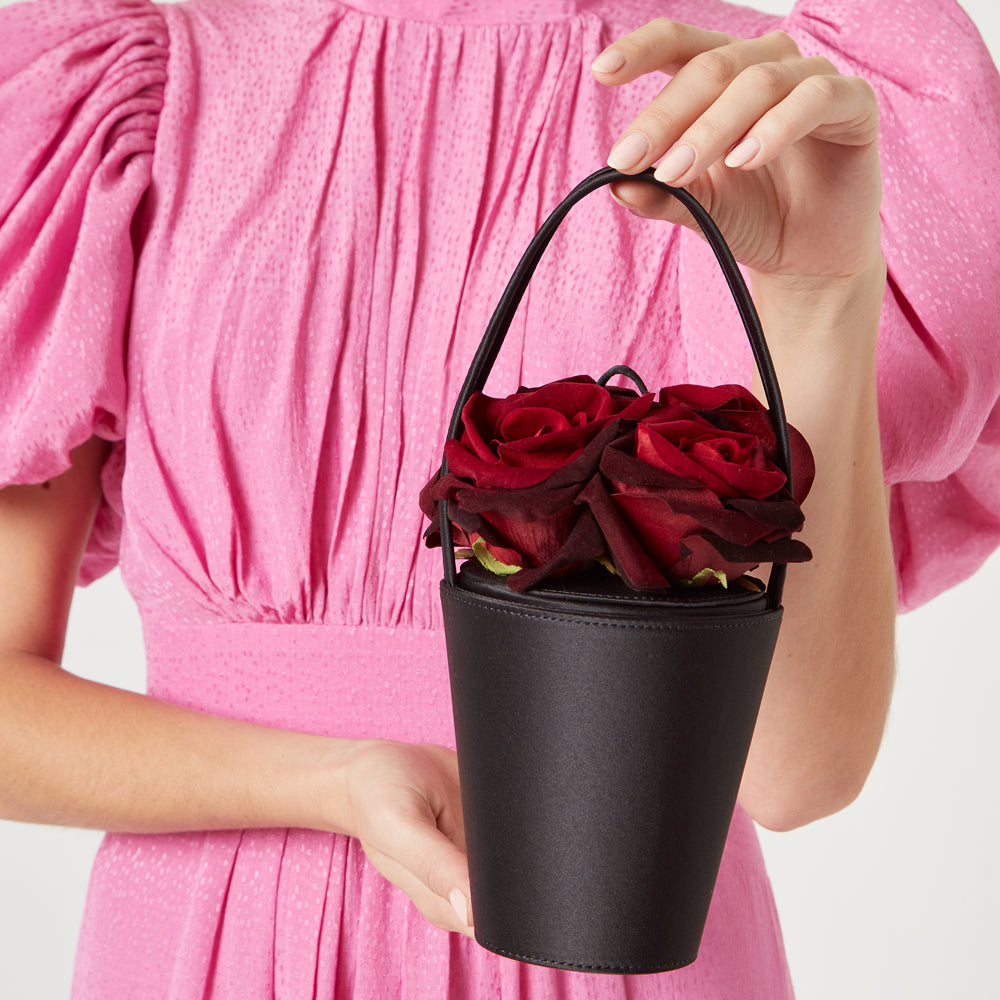 Black Multi Life Is A Bag Of Roses Rose Basket Bag