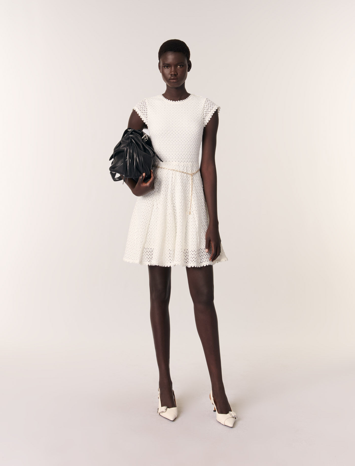 Mini crochet dress White For Women | Maje