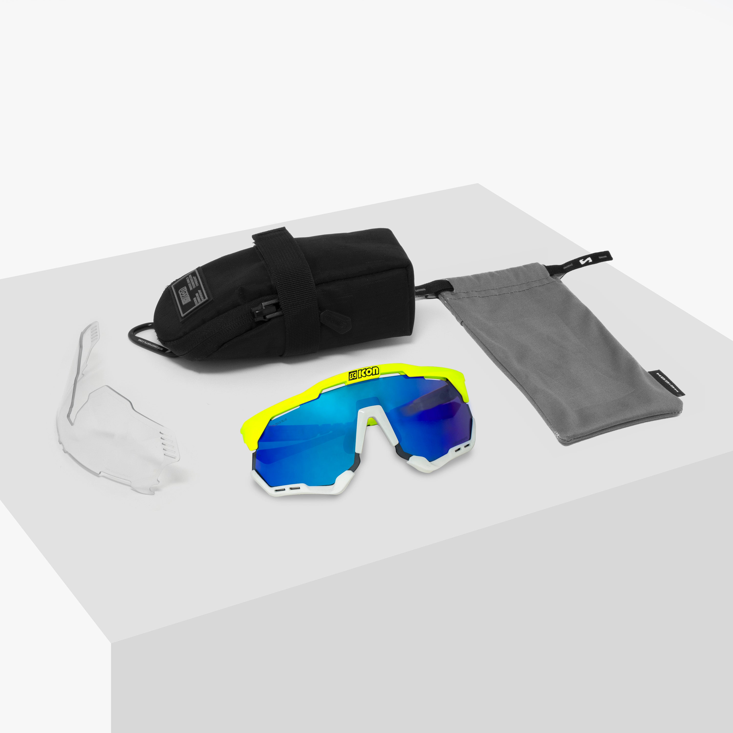 Yellow Fluo/Blue Aeroshade Sport Sunglasses | Scicon Sports