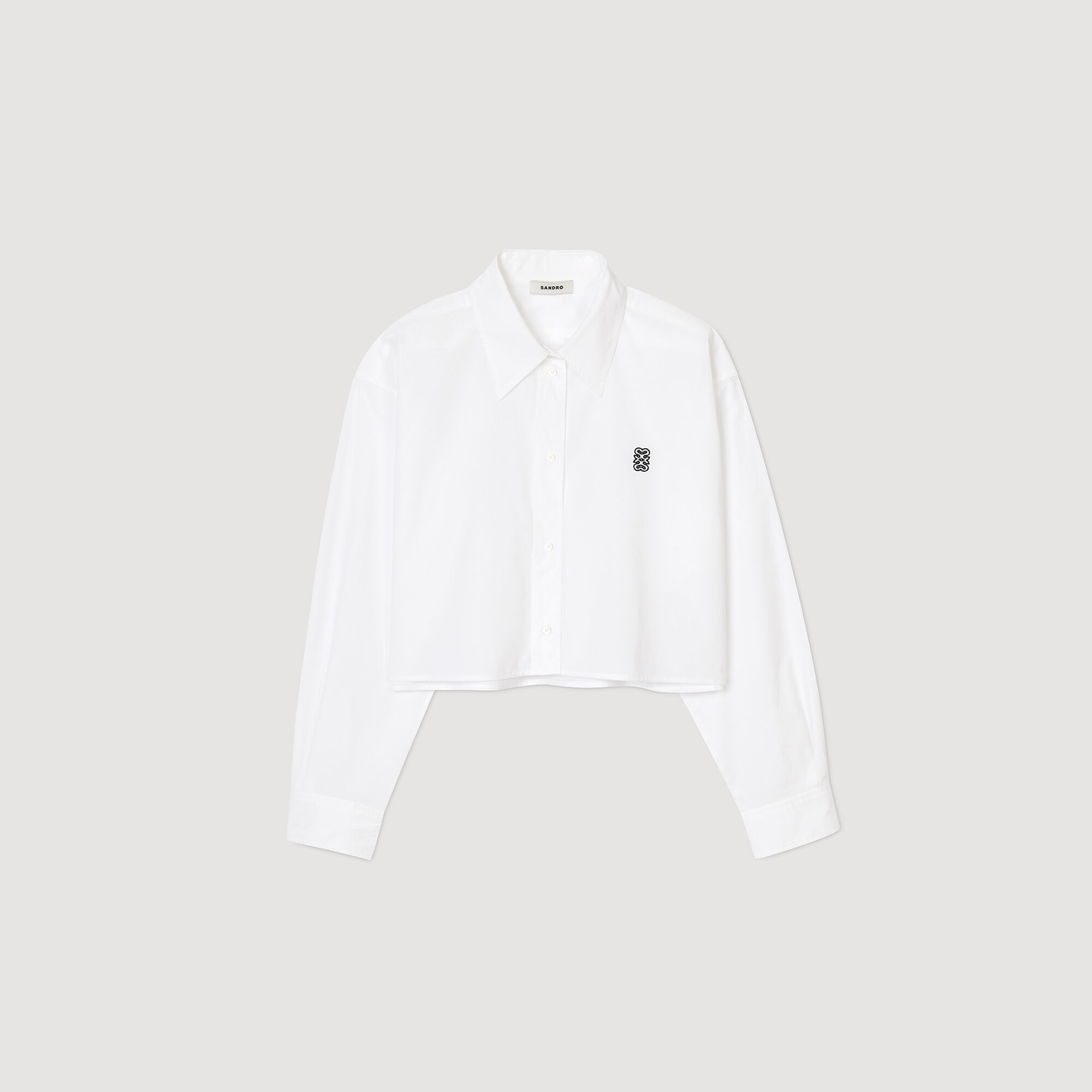 Cropped poplin shirt in white for Women | Sandro Paris