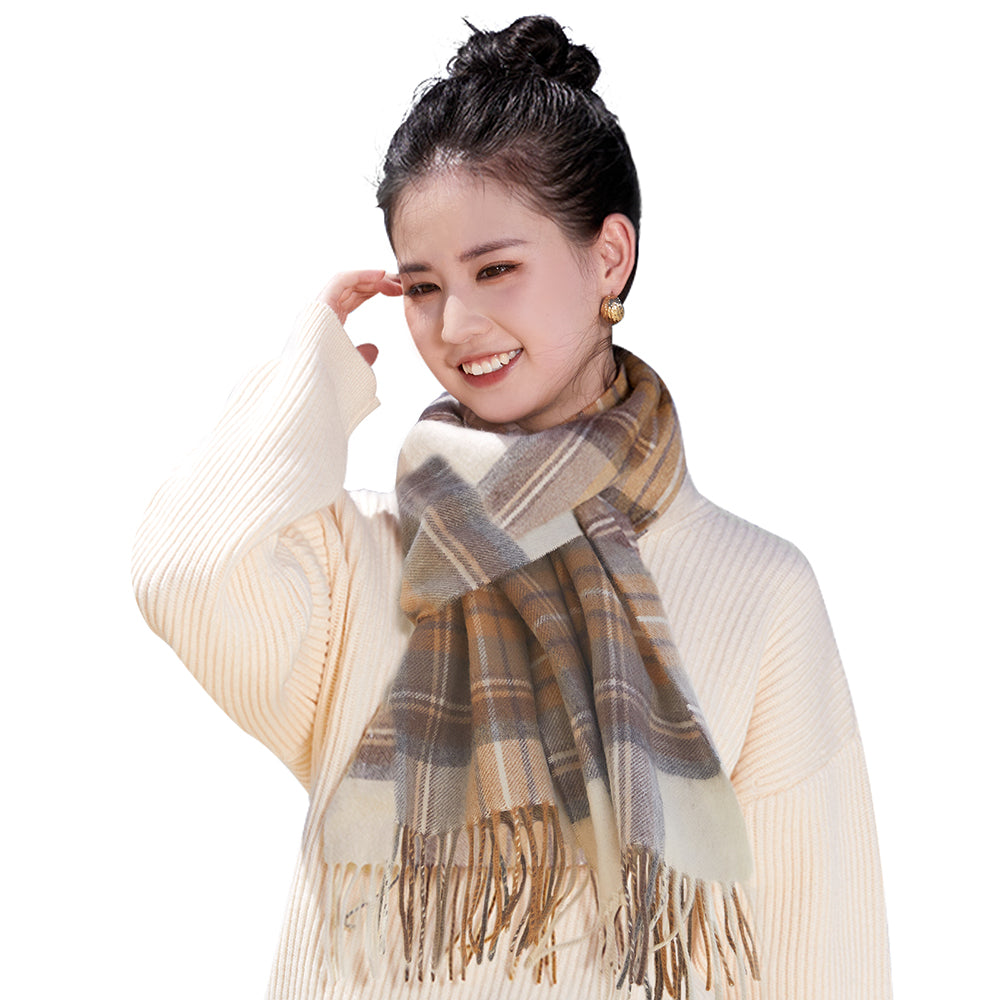 カシミヤマフラー チェク柄 180*30cm – Utukky