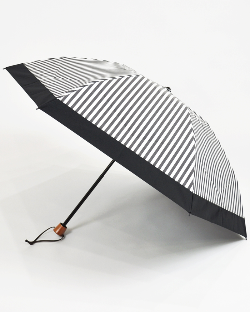 3段折 / 白黒ストライプ | 完全遮光日傘｜サンバリア100