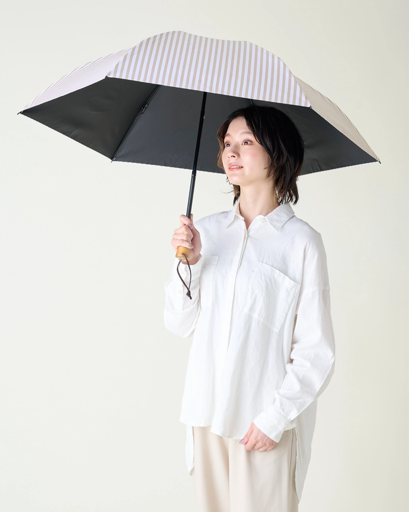 3段折 / ストライプ | 完全遮光日傘｜サンバリア100