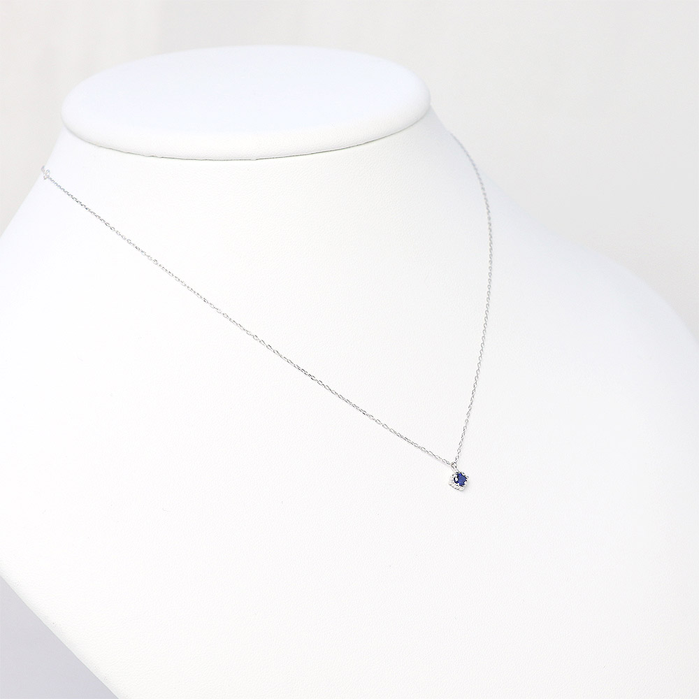 9月誕生石のプレゼント K10WG サファイア ネックレス 10金ホワイト
