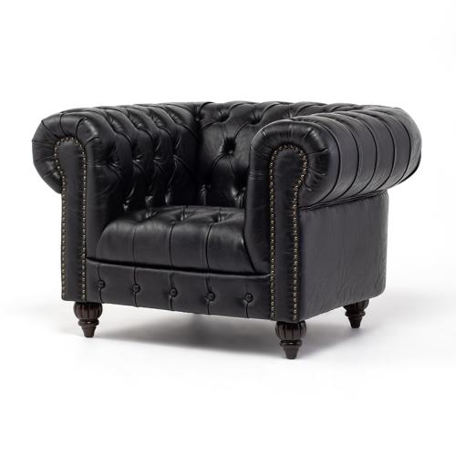 クラブマン 1人掛けソファ 1人用 オールドブラック 合皮 VXB1P87