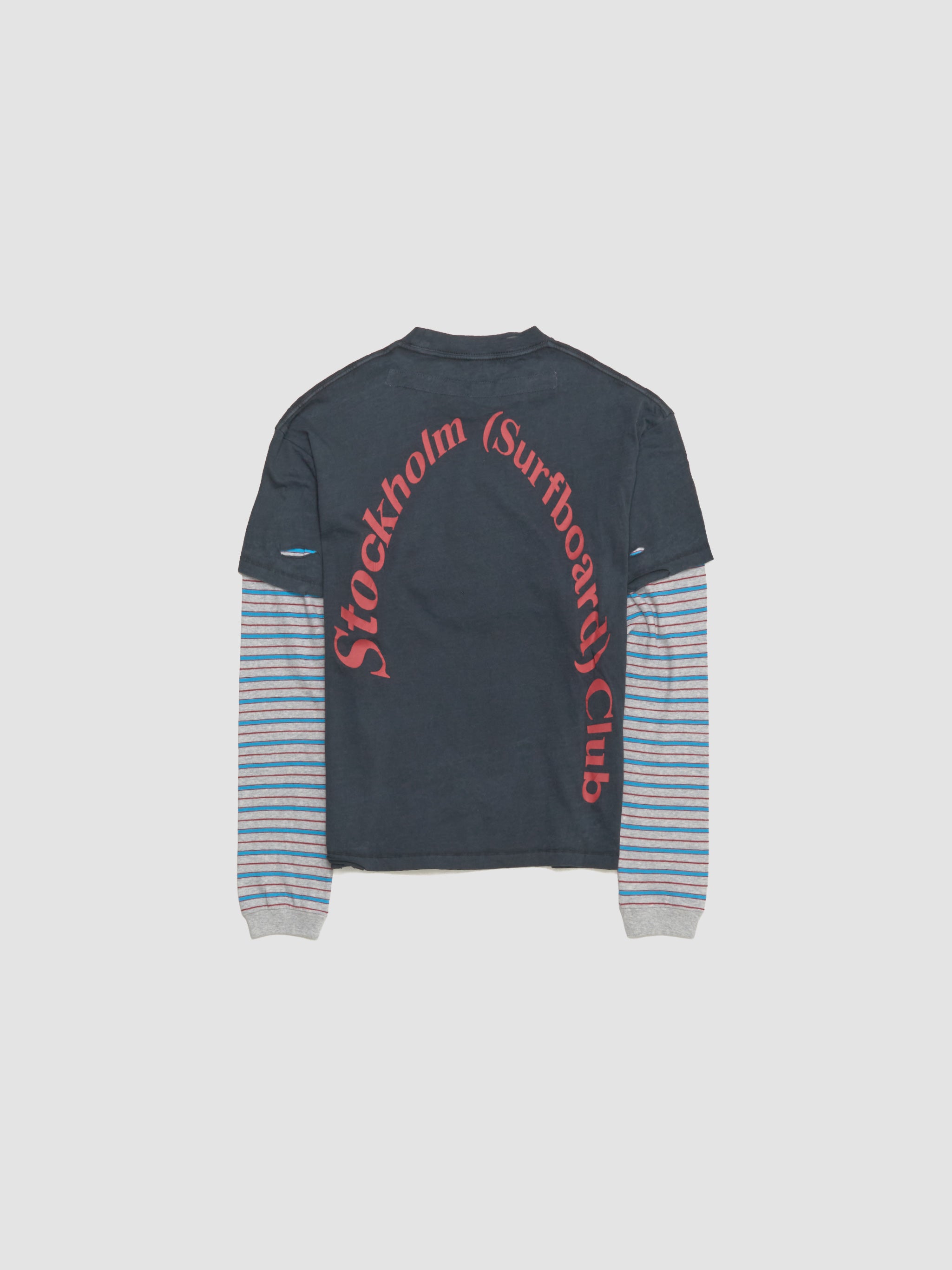 Stockholm Surfboard Club - Layer Box T-Shirt in Black & Stripe