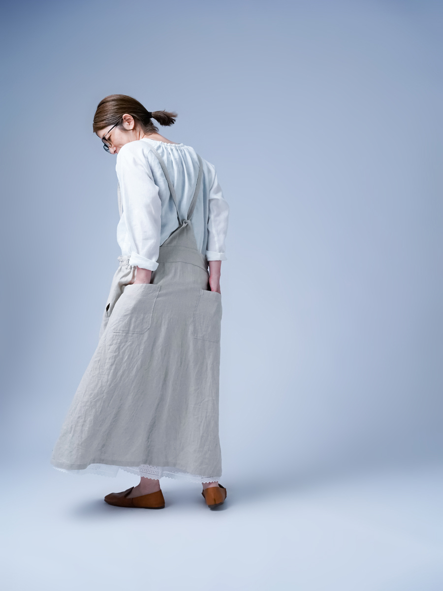リネンスカート】 重ね穿きの救世主 レースペチスカート ／ 白色 p002c