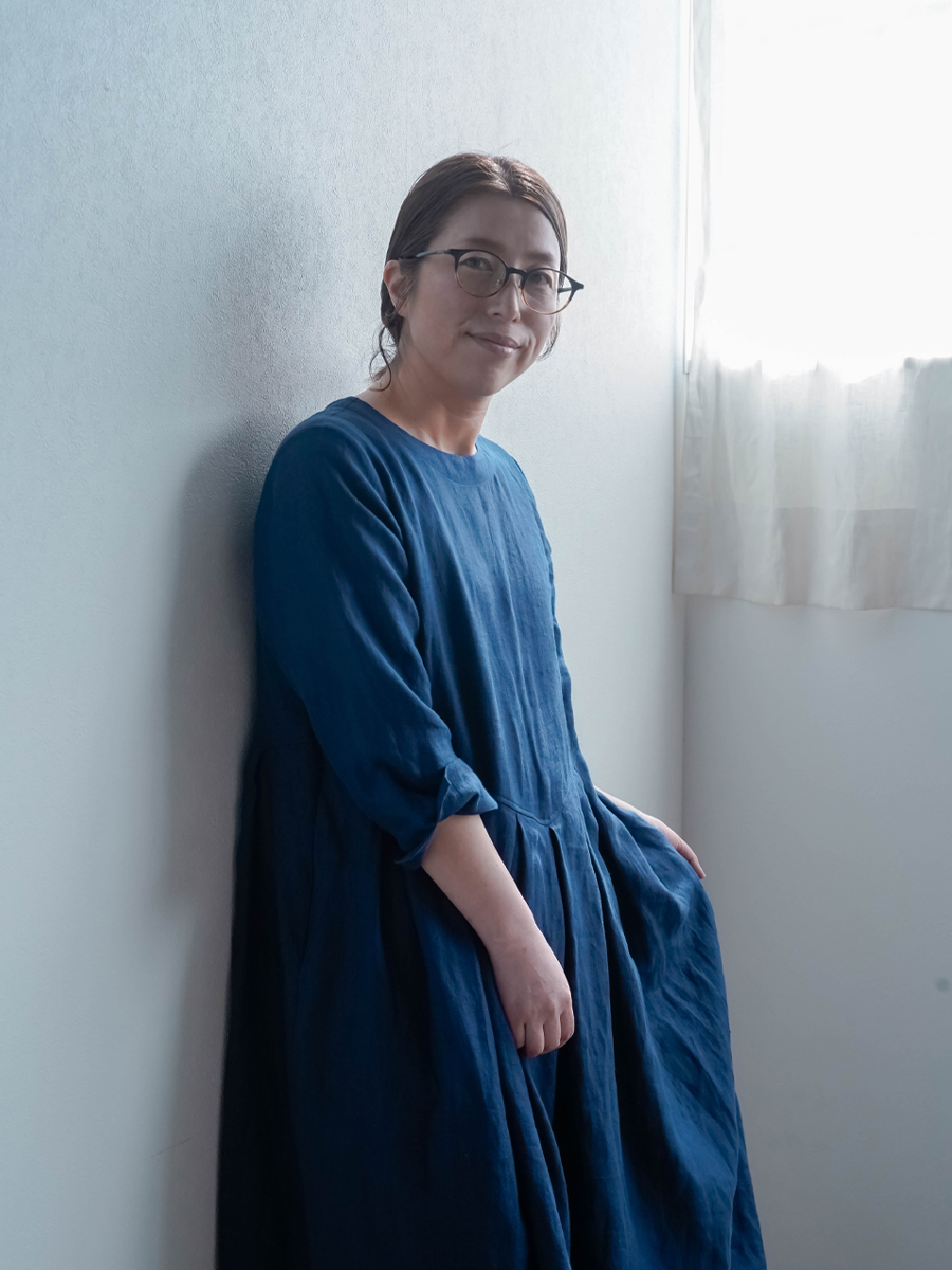 プレミアム】wafu.代表作 鍵盤タック リネンドレス ／ ブルーニュイ