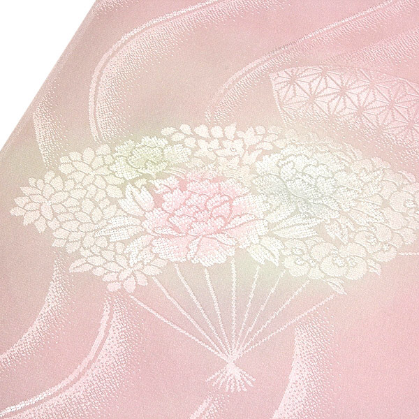 鬼しぼ縮緬 暈しピンク 正絹 長襦袢 長襦袢 正絹 ぼかし 重ね菱地紋