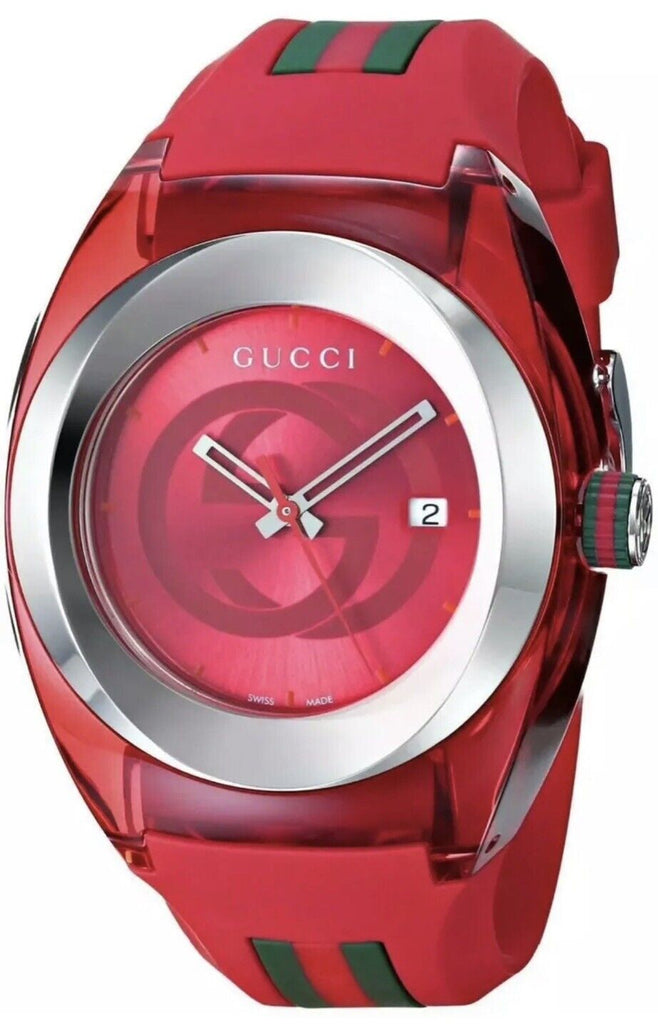 Gucci Sync XXL Quartz Red Dial Red Rubber Strap Unisex Watch
