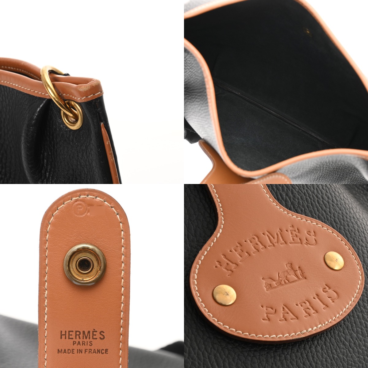 エルメス ショルダーバッグ ブラック/ナチュラル アルデンヌ