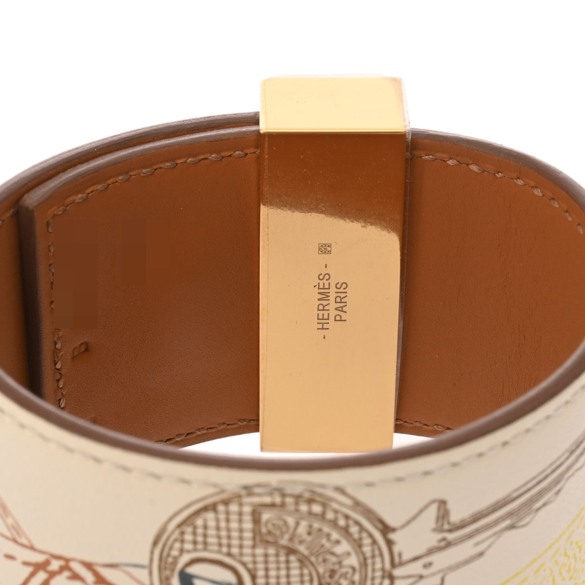 エルメス コリエドシアン バングル ＃T2 クレ/ゴールド金具 ヴォー