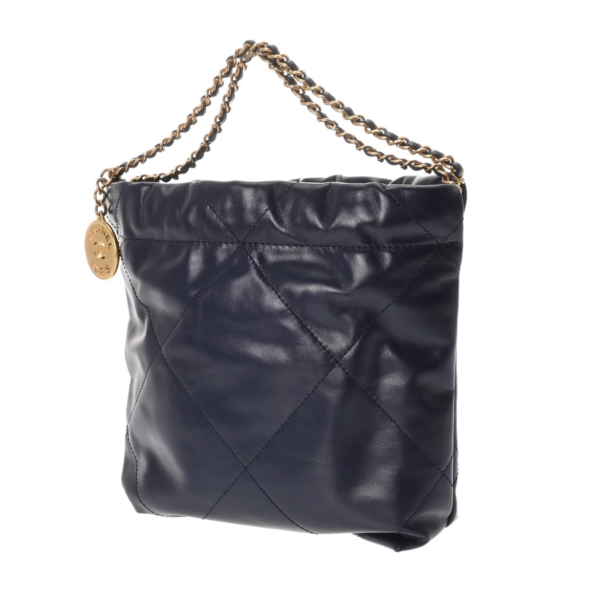 シャネル ミニ ハンドバッグ CHANEL22 ネイビー AS3980 シャイニー