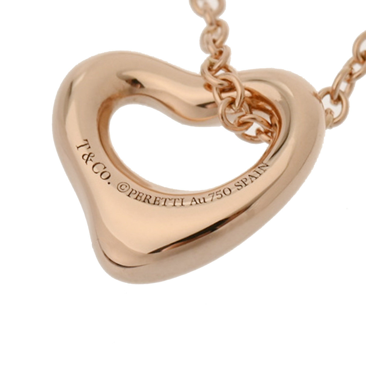ティファニー オープンハート ネックレス K18ピンクゴールド PG