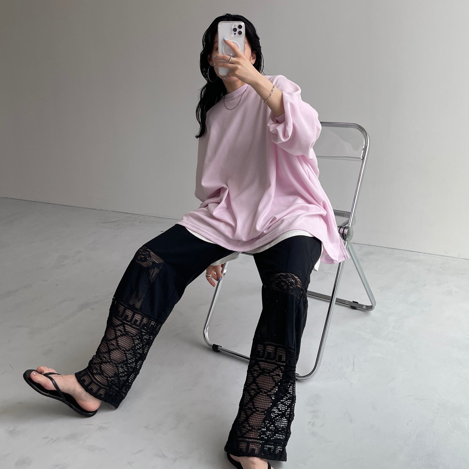 vintage like lace pants / black[FREE or LONG] | wee9s | ウィークス