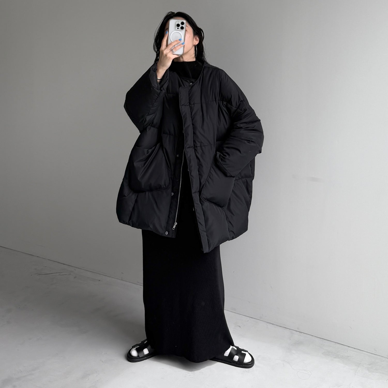 選べるポケット】perfect silhouette down / black （パーフェクト