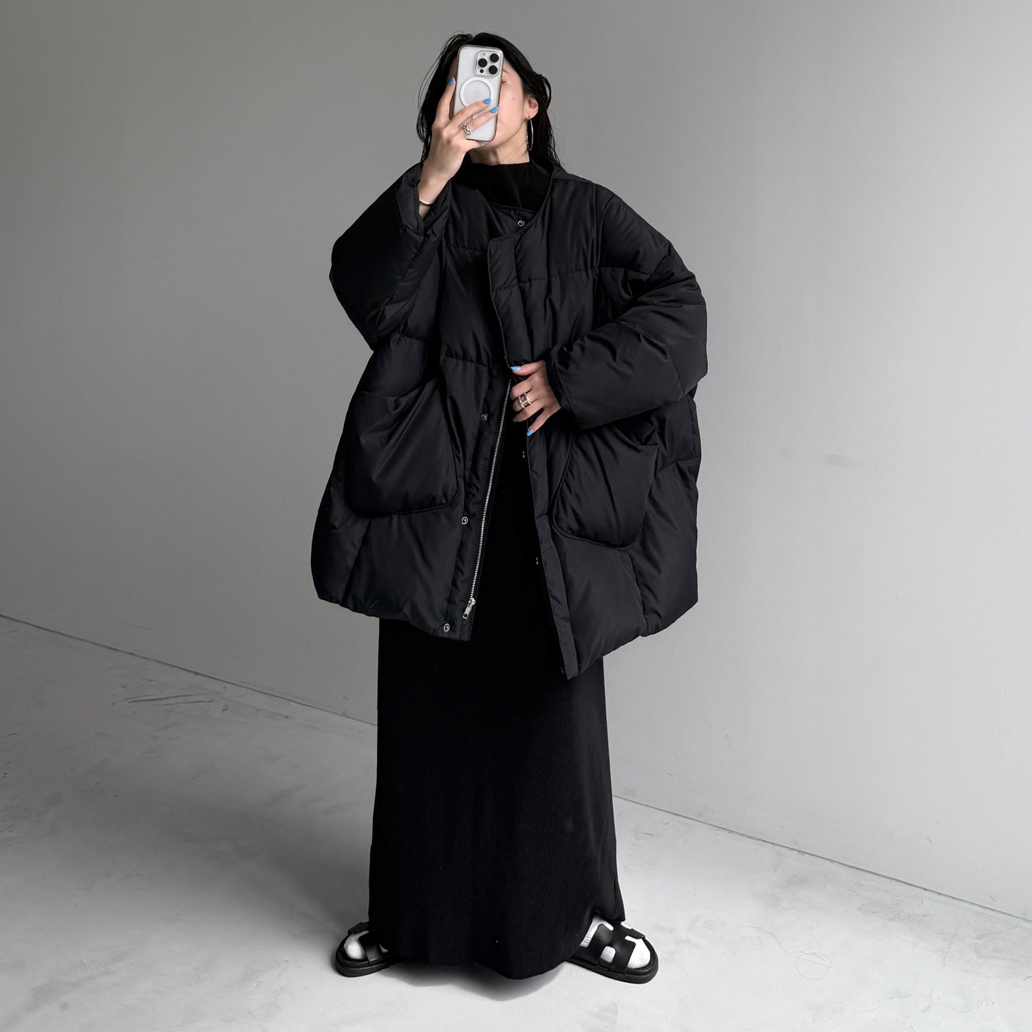 選べるポケット】perfect silhouette down / black （パーフェクト