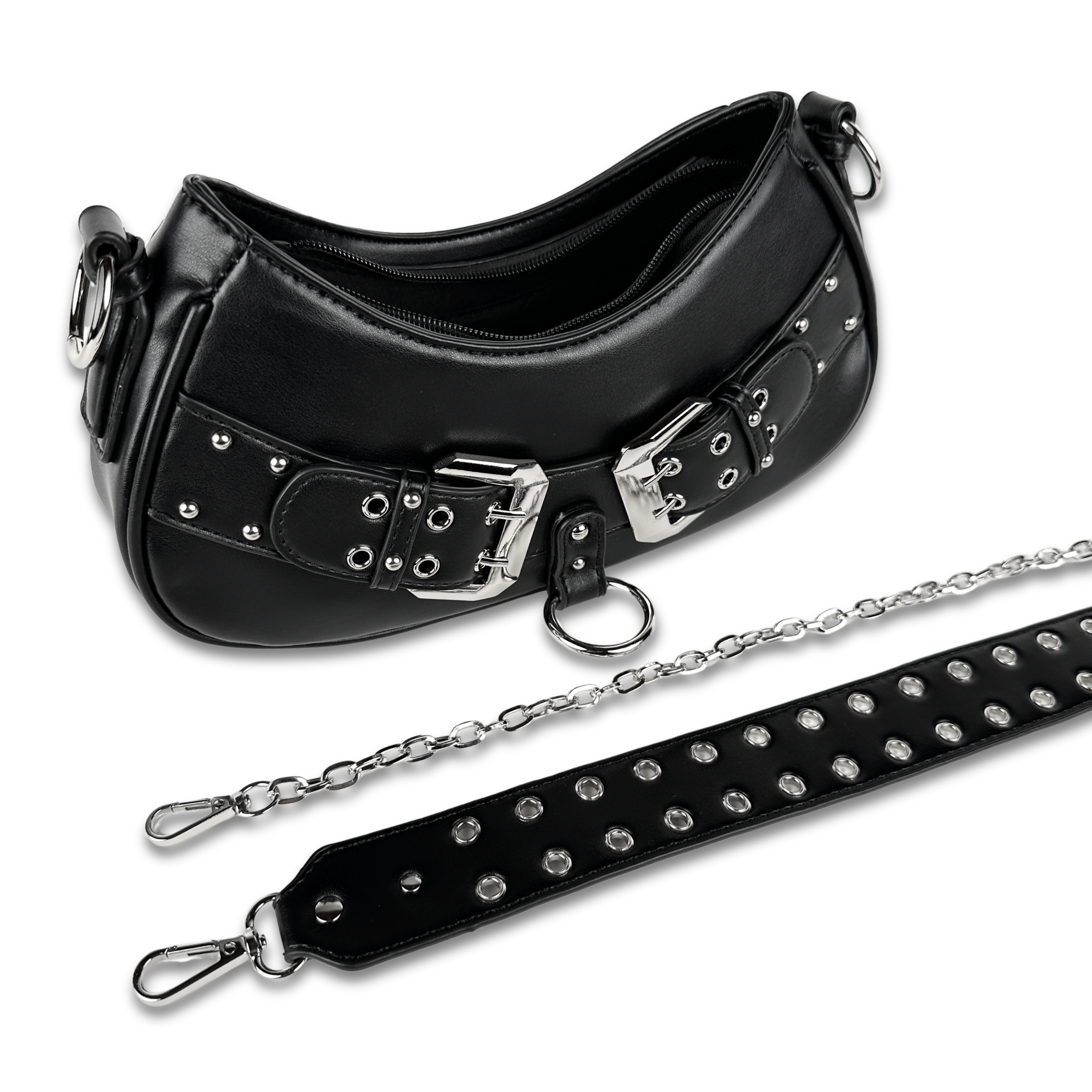 Y2k Convertible Double Belt Shoulder Bag by Wicked Misfit