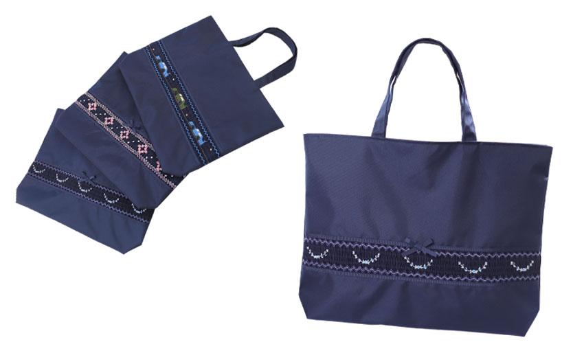 スモッキング刺繍入りレッスンバッグ：ジョリコムアンクール