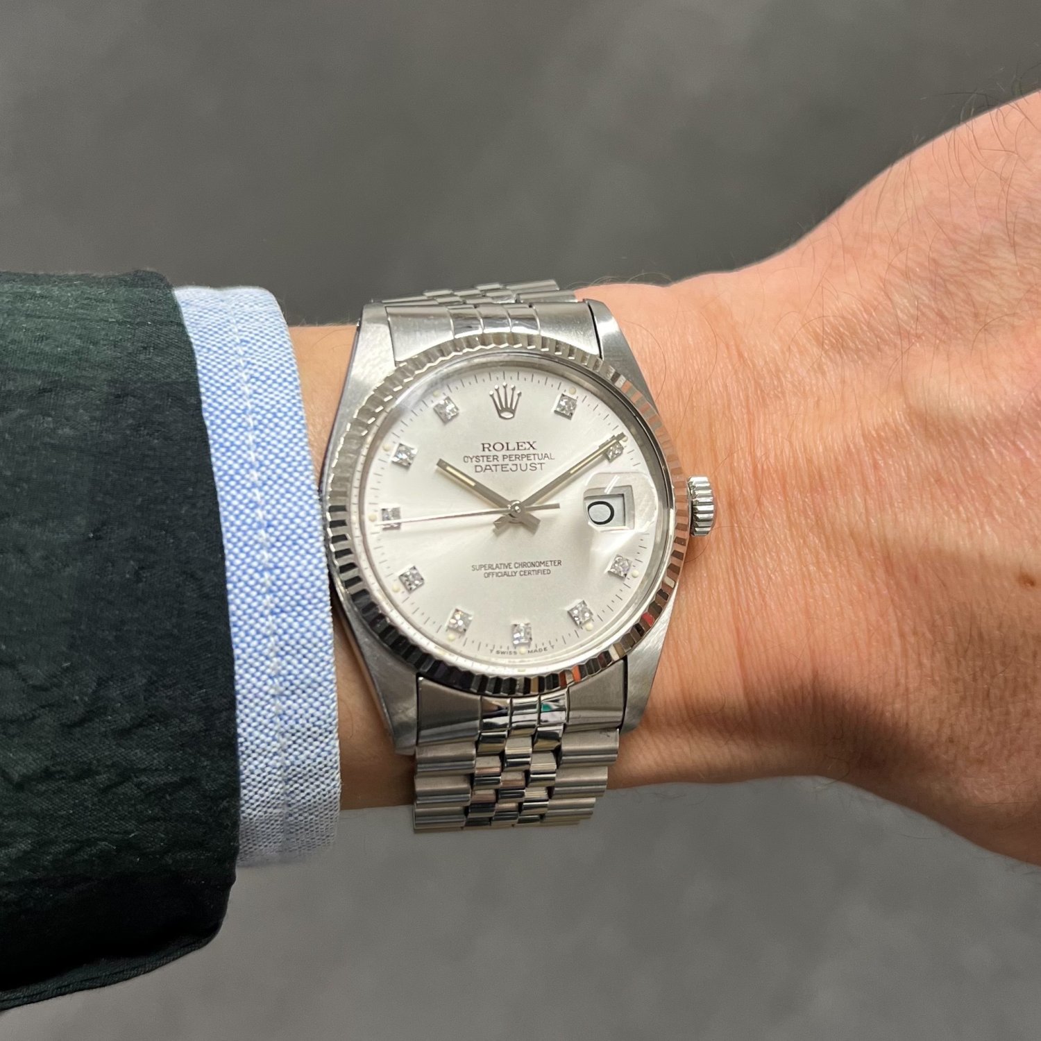 ロレックス デイトジャスト Ref.16014 シルバー10Pダイヤ ヴィンテージ