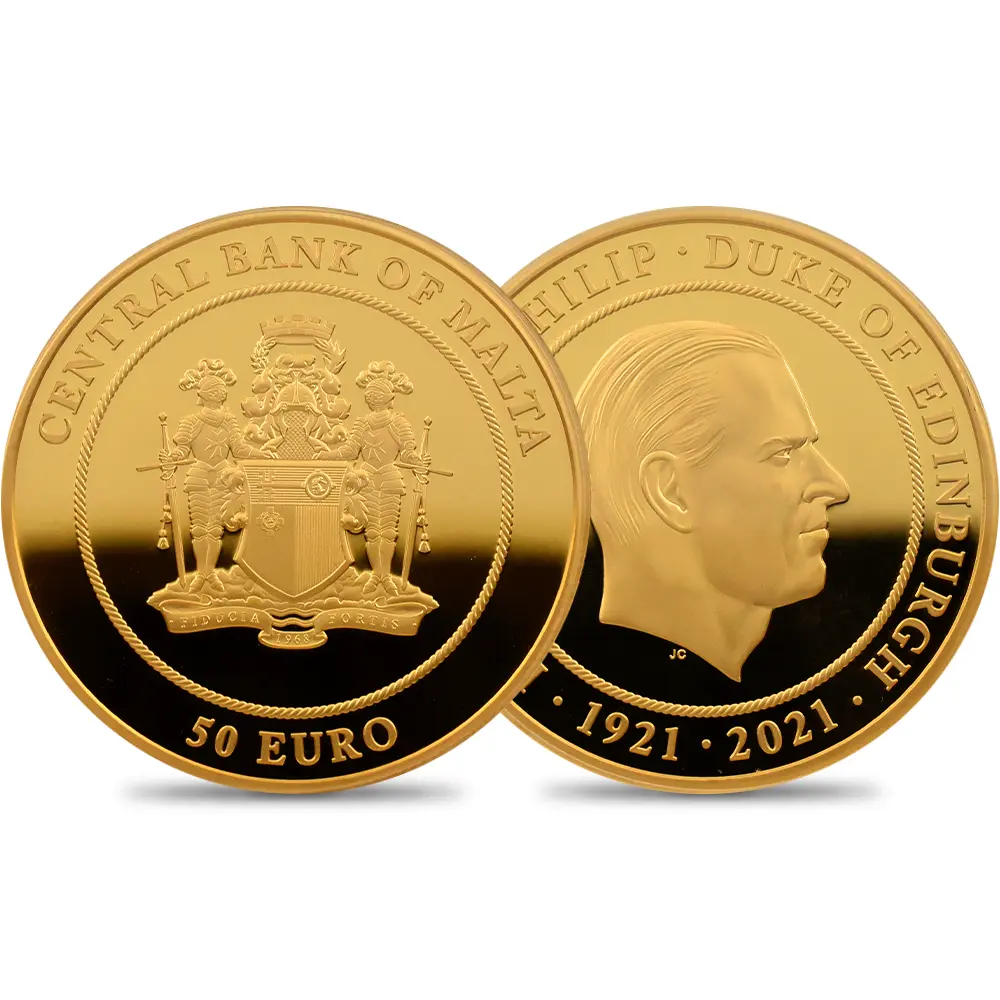 マルタ 2021 フィリップ殿下 追悼記念 50ユーロ 金貨 PCGS PR70DC COA