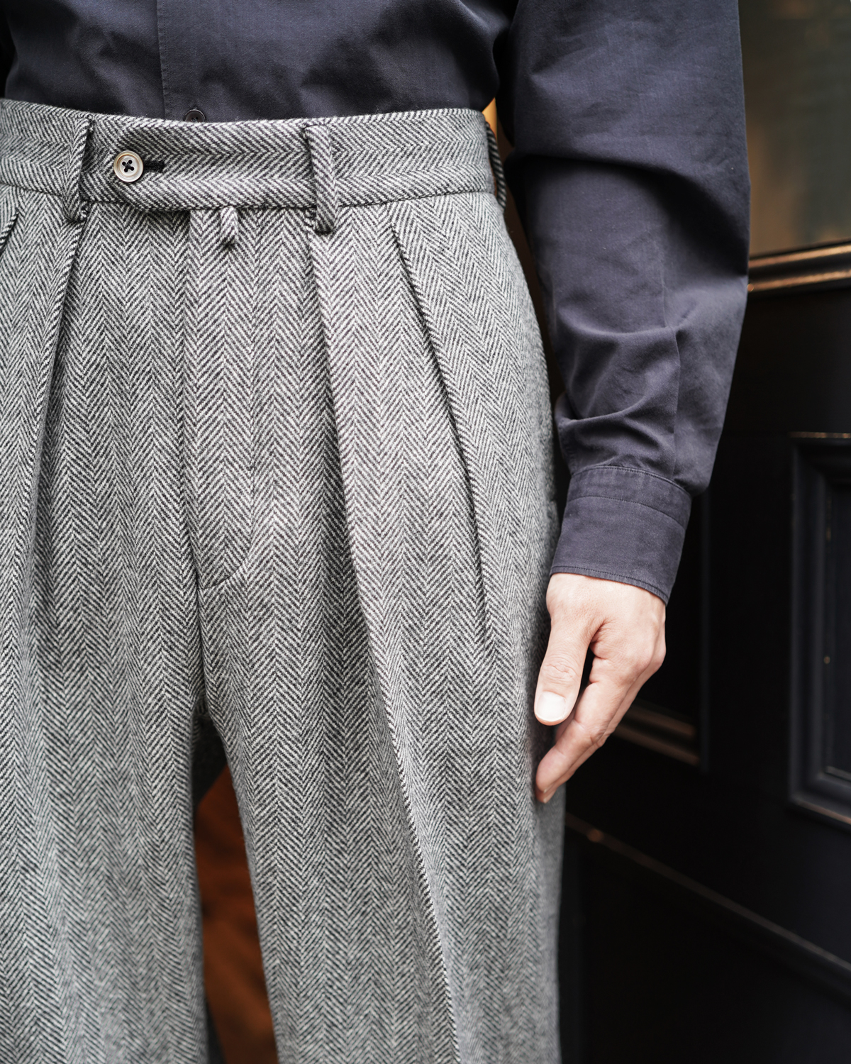 NEAT｜FLANNEL HERRINGBONE｜WIDE - Black × White｜PRODUCT