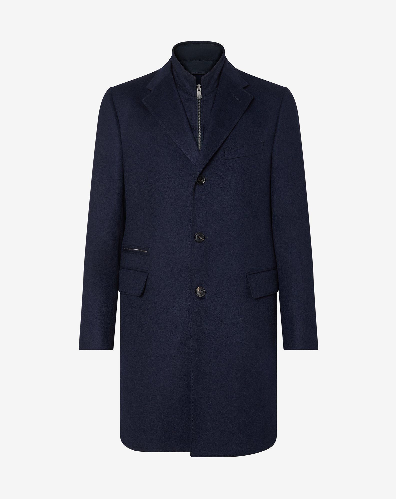 Navy blue beaver coat in pure cashmere for men | Corneliani