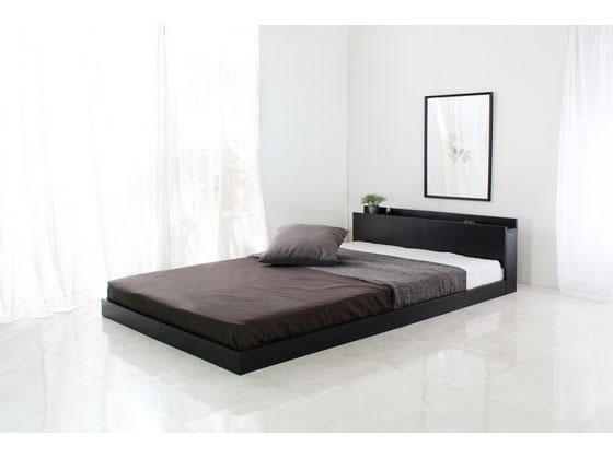 ナカバヤシ Lonnie 宮付きフロアベッド シングル ブラック jx44673bkが